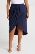 24seven Comfort Apparel Draped Wrap Skirt