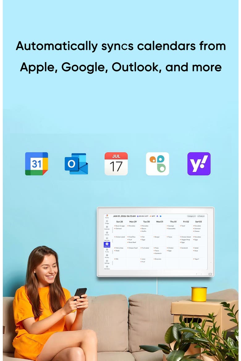 21.5" Digital Calendar and Chore Chart - Smart Interactive Family Display, Alternate, color, White