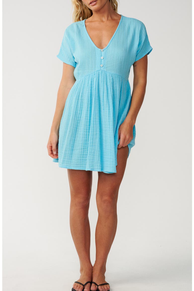 Premium Surf Cotton Gauze Babydoll Dress, Main, color, SKY BLUE