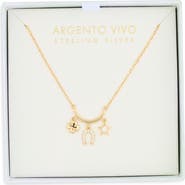 Argento Vivo Sterling Silver Clover, Horseshoe & Star Charm Necklace