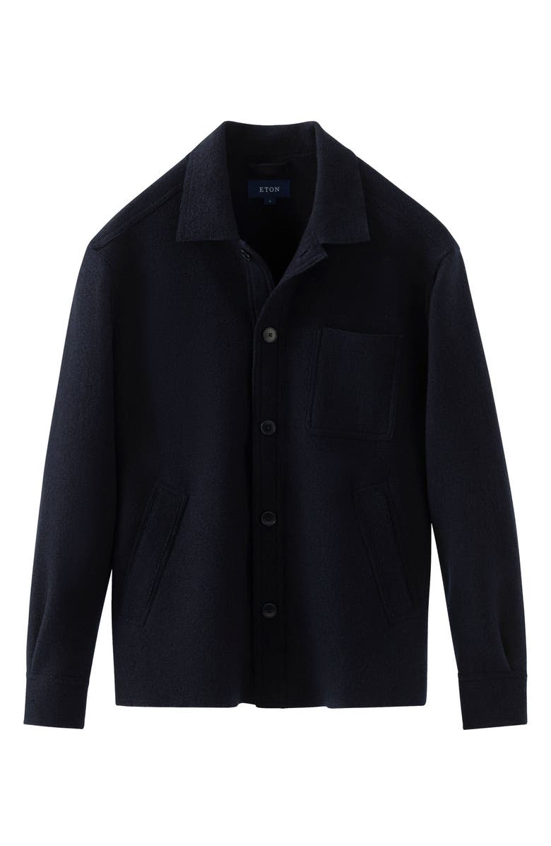 Eton Boiled Wool Overshirt, Alternate, color, Navy