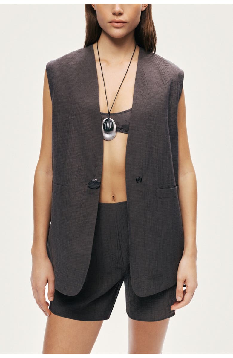 Nocturne Tailored V-Neck Vest, Main, color, Anthracite