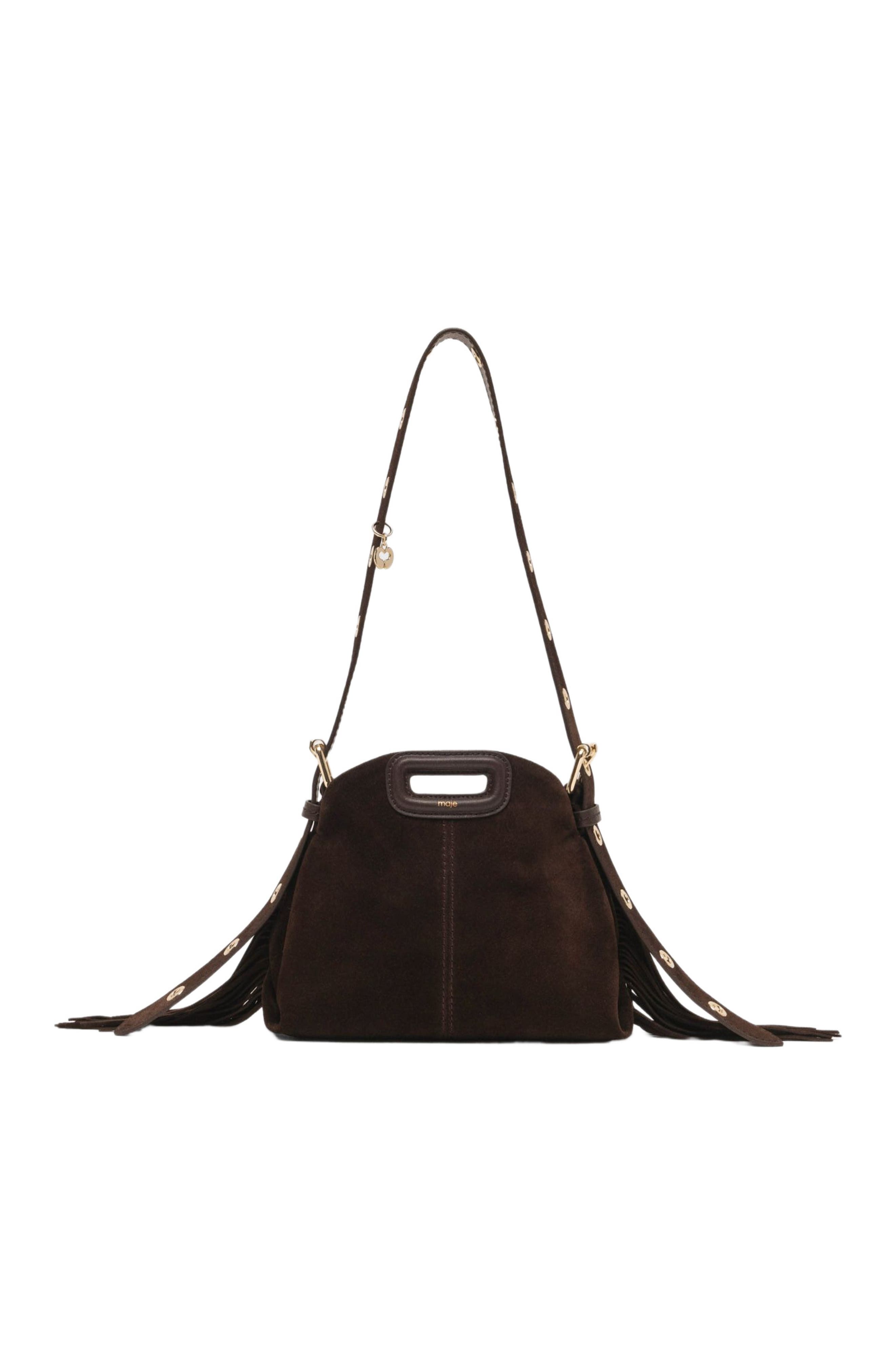 Suede leather mini Miss M bag, Main, color, Dark brown