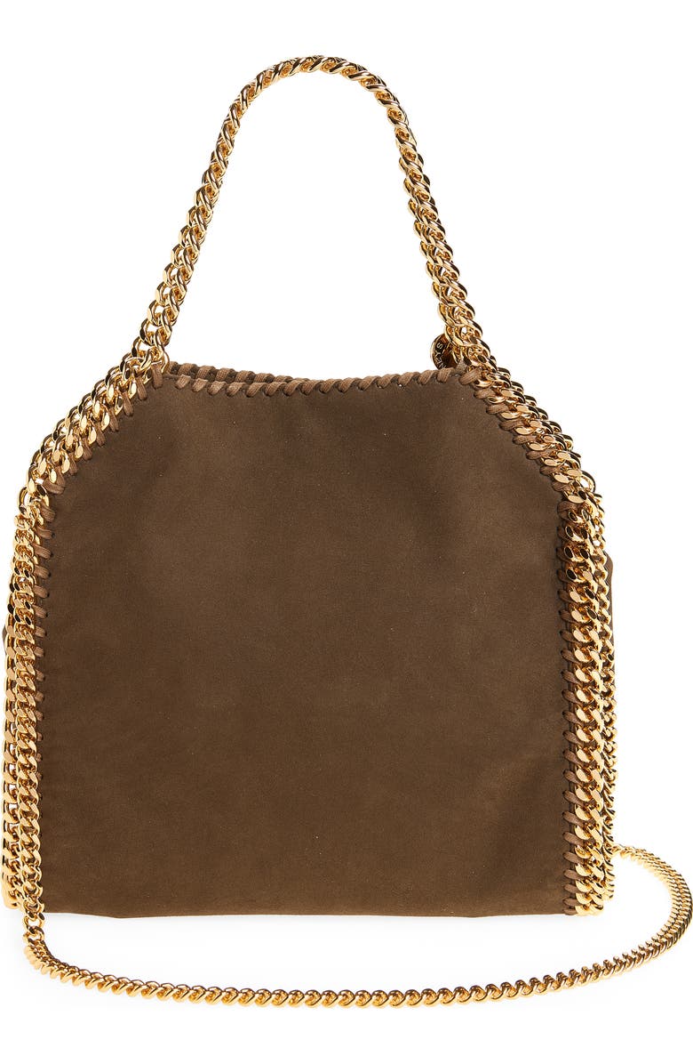 Stella McCartney Mini Falabella Faux Suede Crossbody Bag, Alternate, color, Moka