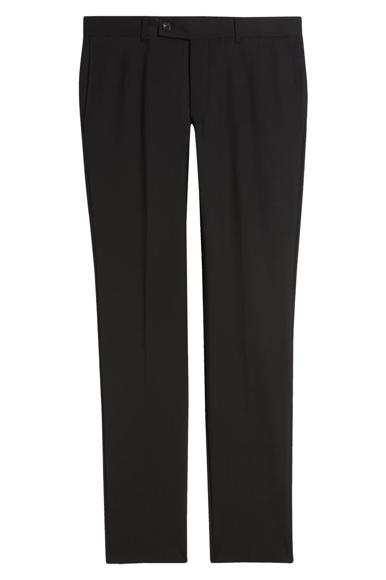 Patrick Flat Front Stretch Wool Dress Pants, Alternate, color, BLACK
