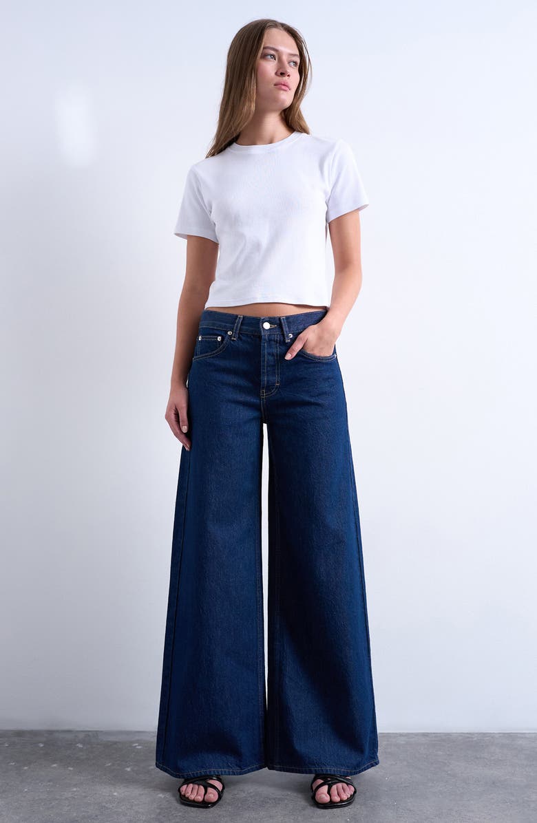 Topshop Horizon Wide Leg Jeans, Alternate, color, Medium Blue