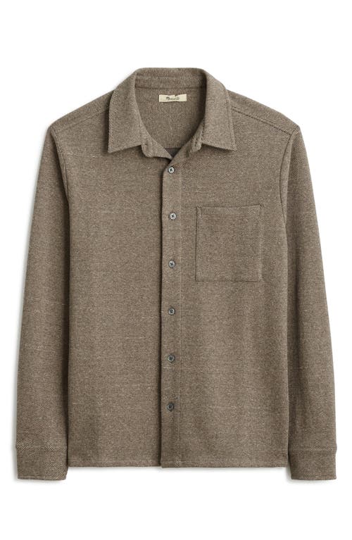 Madewell The Devoe Knit Button-up Shirt In Brown