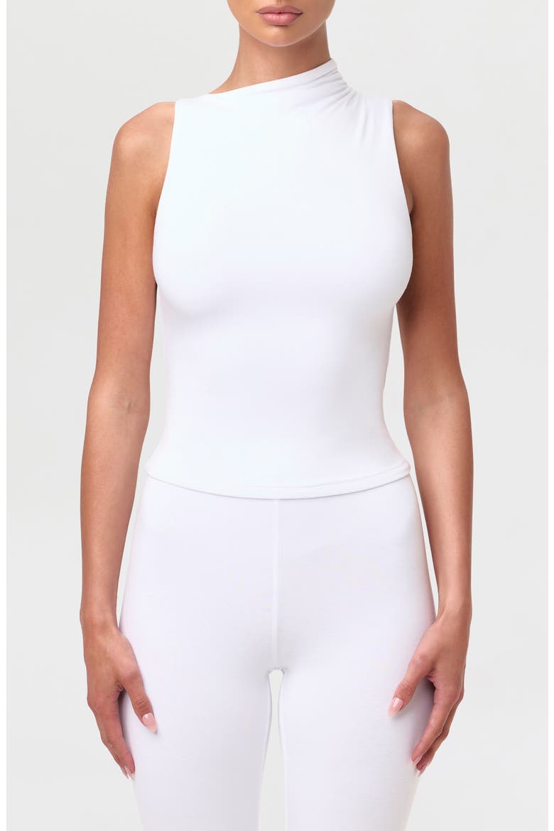 Smooth Asymmetric Neck Sleeveless Top, Main, color, WHITE