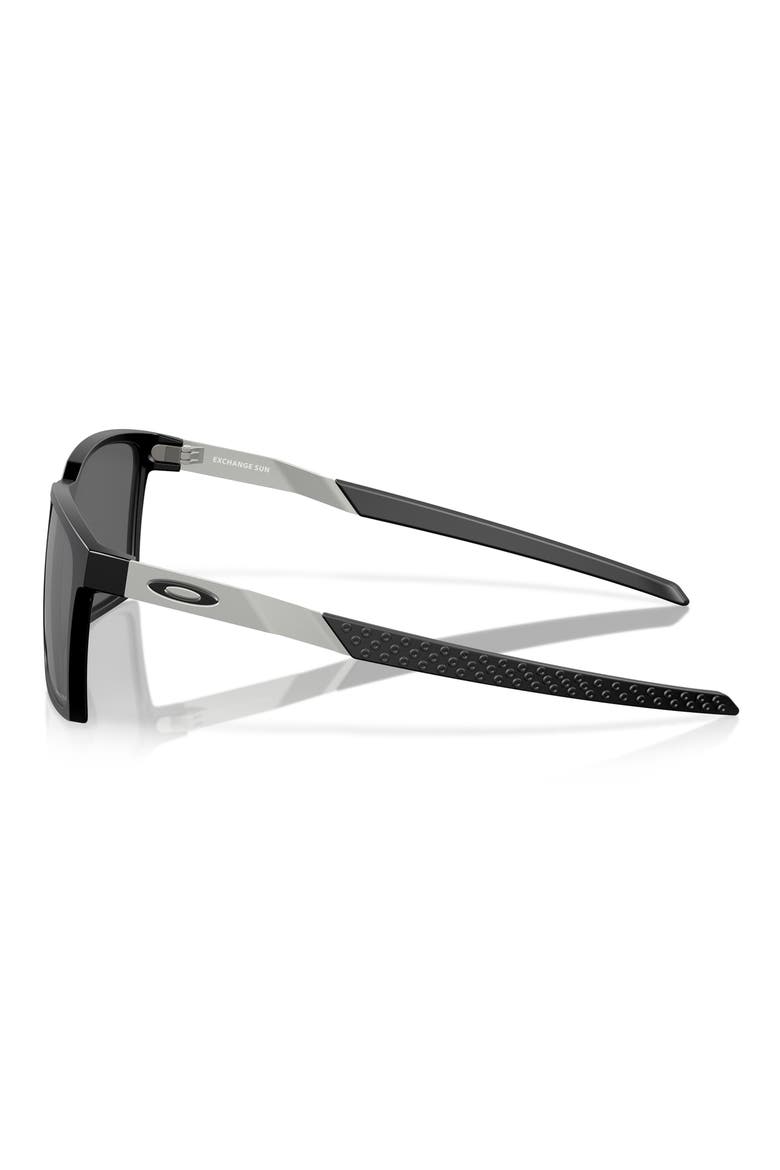 Exchange Sun 56mm Polarized Rectangular Sunglasses, Alternate, color, SHINY BLACK