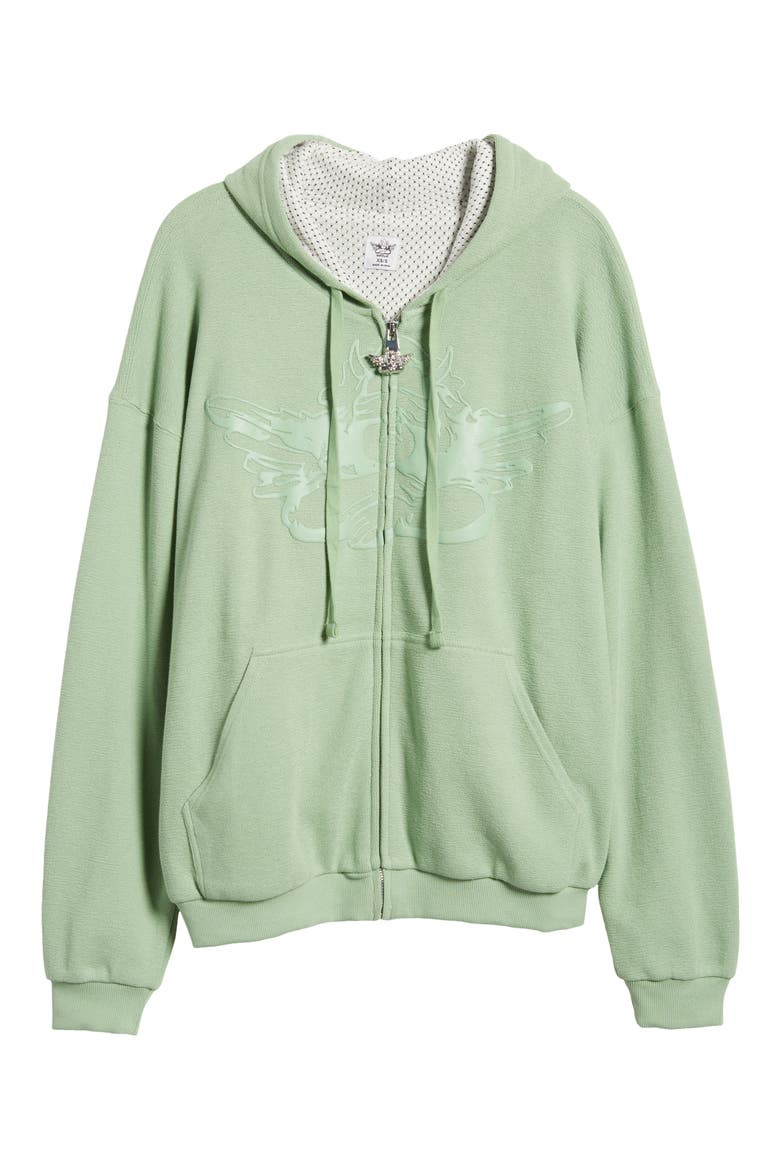 Burst Your Bubble Harley Cotton Zip-Up Graphic Hoodie, Alternate, color, GREEN
