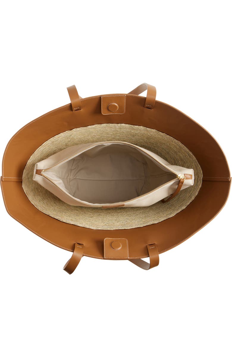 Altuzarra Large Knot Leather & Straw Basket Tote, Alternate, color, Canyon Embroidered Bird