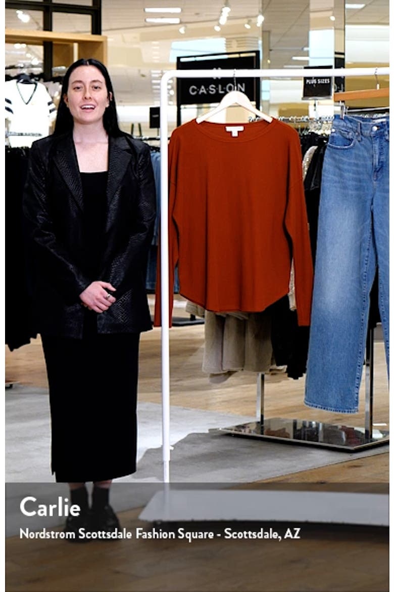 Oversize Cotton Blend Thermal Knit Top video