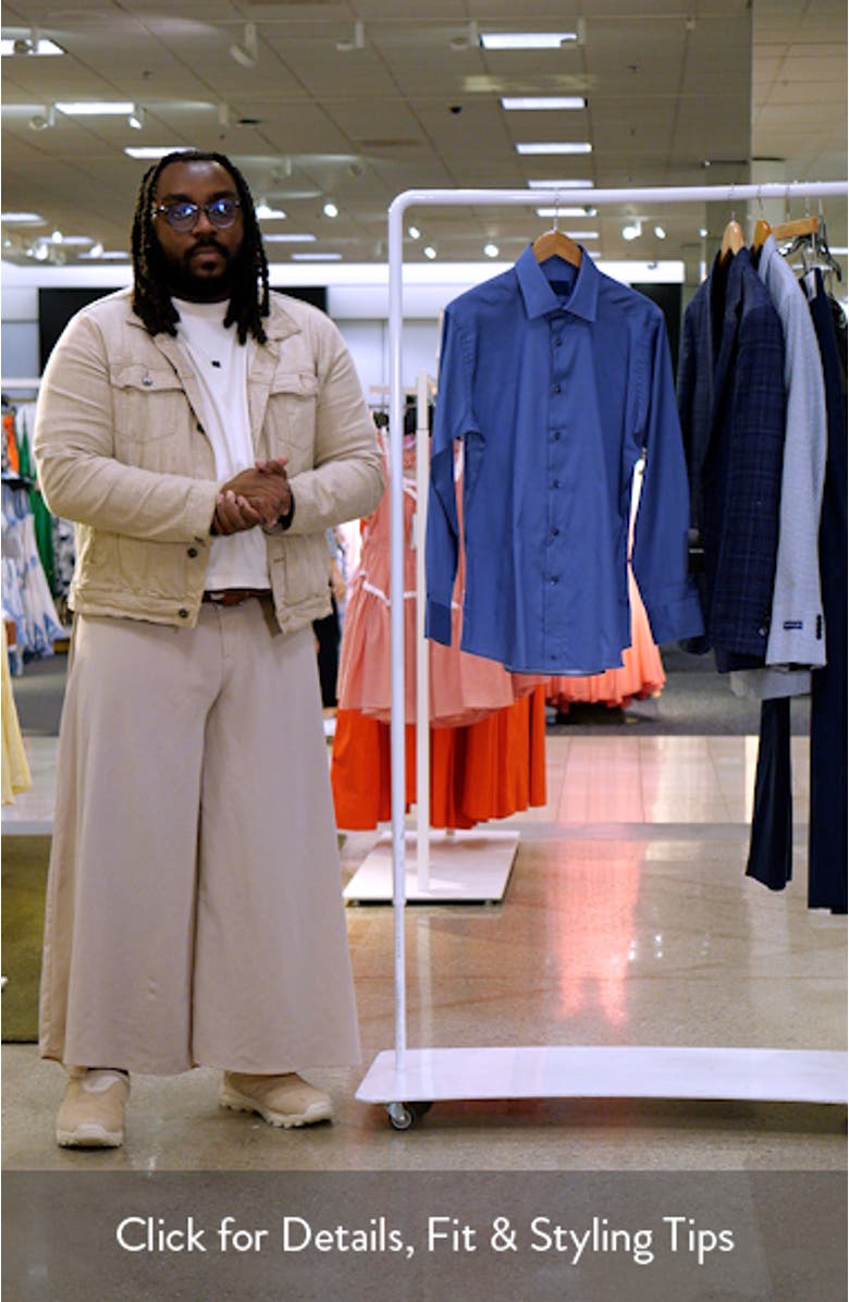 Slim Fit Twill Geometric Dot Print Dress Shirt, sales video thumbnail