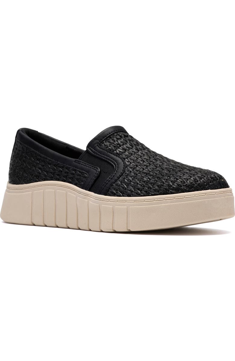 Clarks<sup>®</sup> Mykah Shine Platform Slip-On Sneaker - Wide Width Available, Main, color, Black Interest