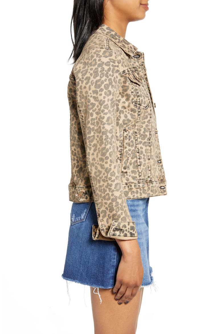 Colbey Leopard Print Denim Jacket, Alternate, color, BROWN LEOPARD
