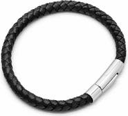 HMY JEWELRY Stainless Steel Charm & Braided Leather Bracelet