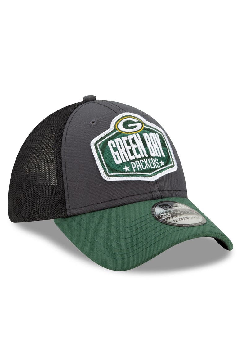Men's New Era Graphite/Green Green Bay Packers 2021 NFL Draft Trucker 39THIRTY Flex Hat, Alternate, color, Graphite