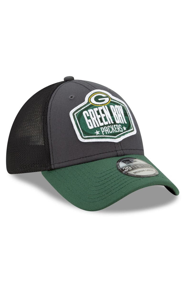 New Era Men's New Era Graphite/Green Green Bay Packers 2021 NFL Draft Trucker 39THIRTY Flex Hat, Alternate, color, 