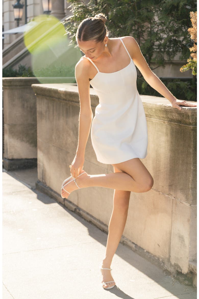 York Satin Fit & Flare Minidress, Alternate, color, SUMMER WHITE