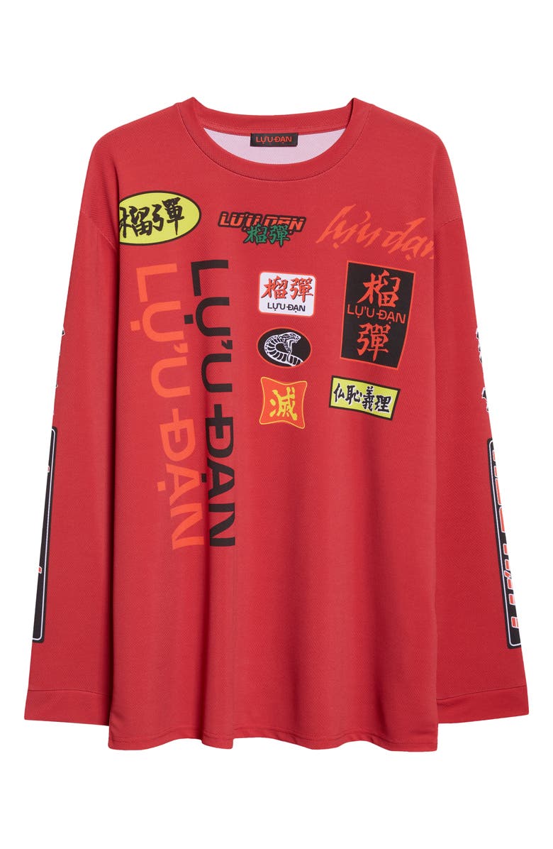 LU'U DAN Motocross Oversize Long Sleeve Graphic T-Shirt, Alternate, color, Motocross / Blood Red