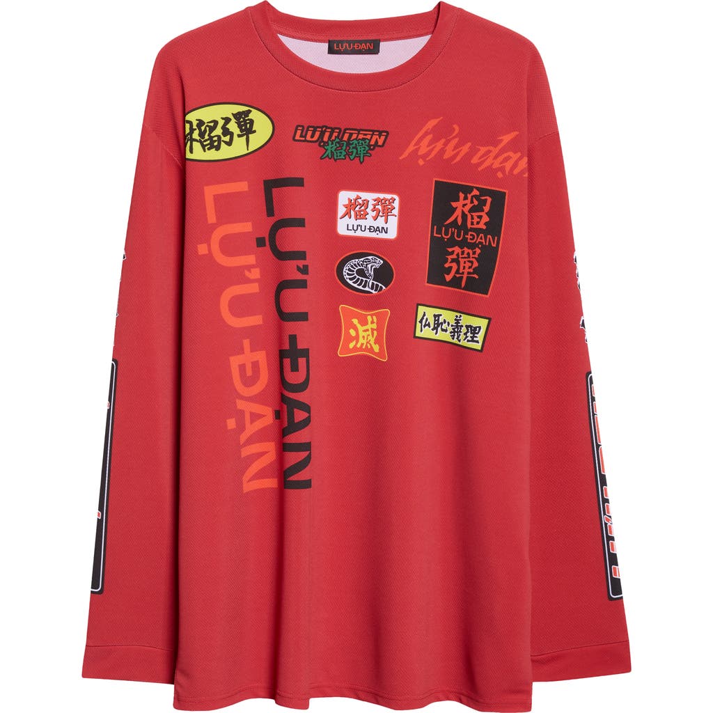 Lu'u Dan Motocross Oversize Long Sleeve Graphic T-shirt In Red