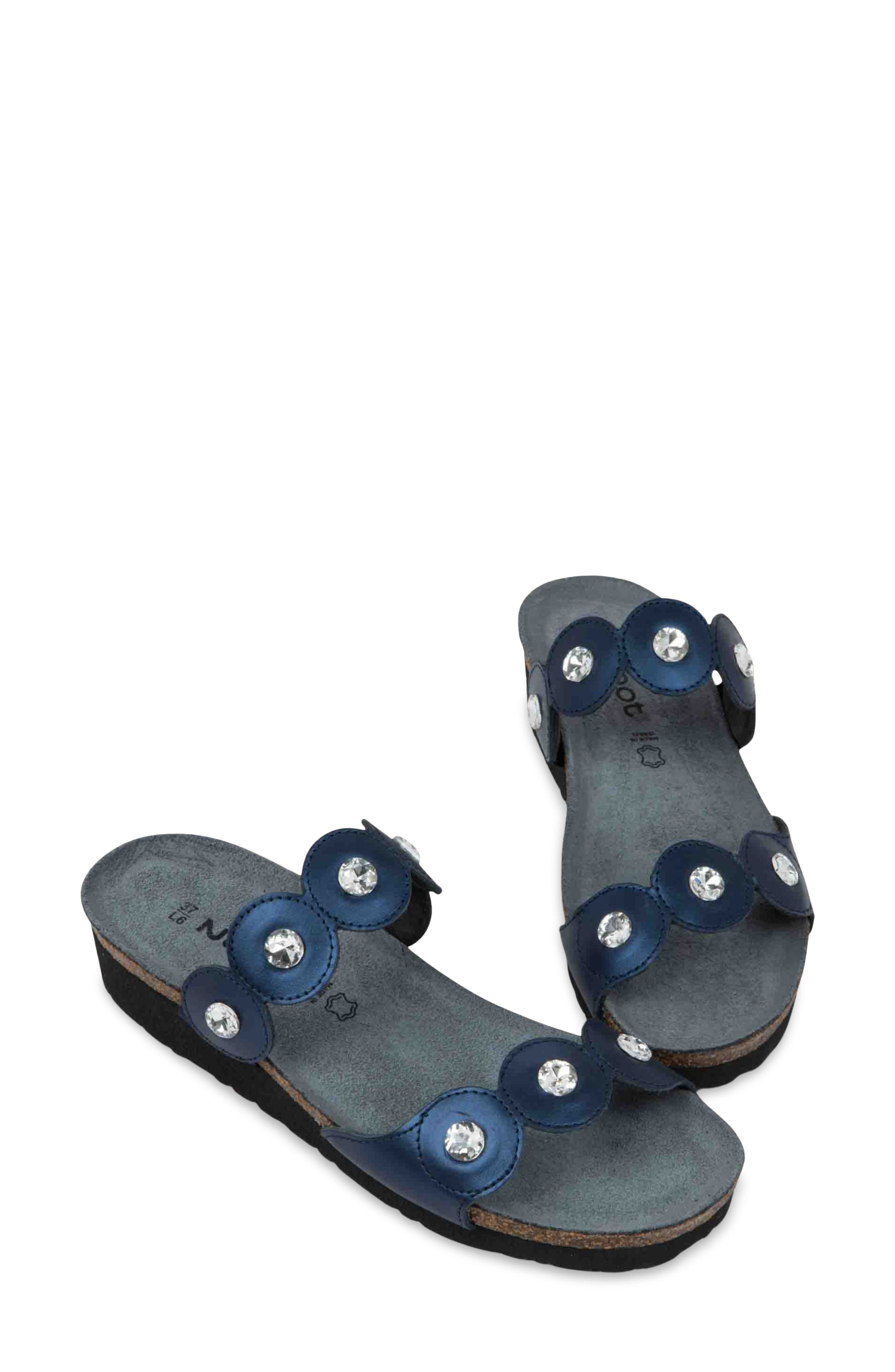 Hailey Slide Sandal, Alternate, color, POLAR SEA LEATHER