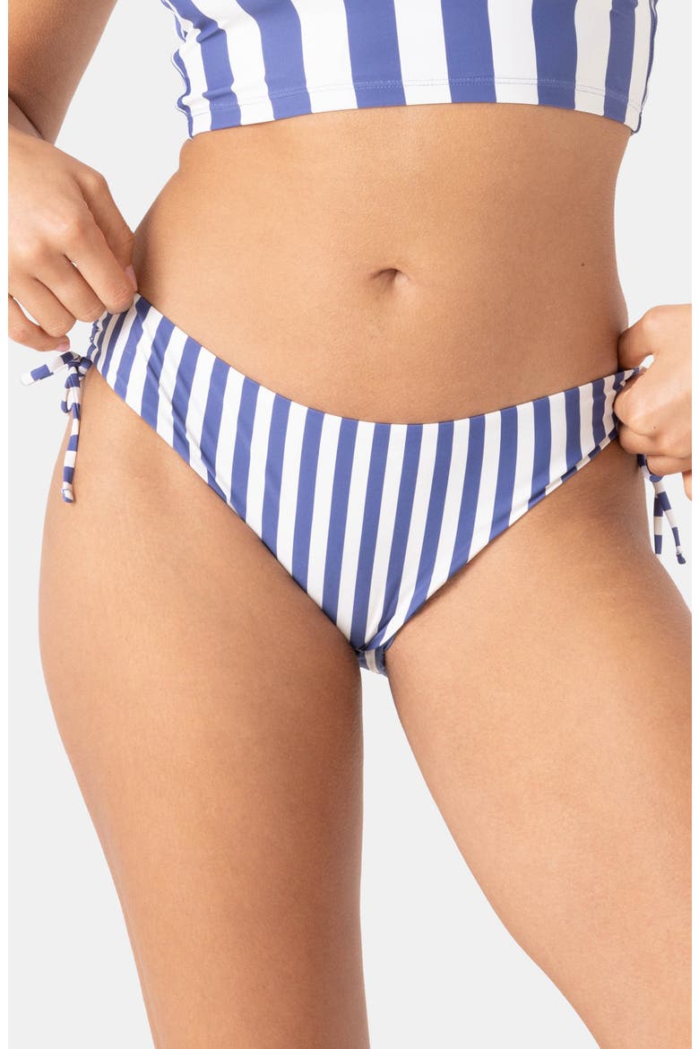 Stripe Out Side Tie Bikini Bottoms, Main, color, BIJOU BLUE