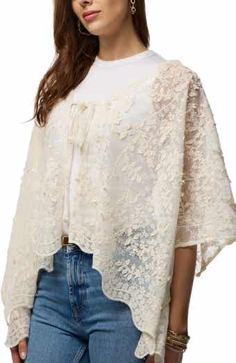 SAACHI Tie Front Lace Ruana