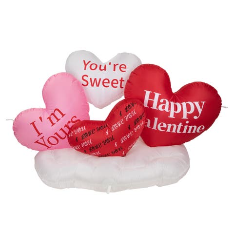 LED Lighted Inflatable Valentine's Day Conversation Hearts Outdoor Decoration - 5'