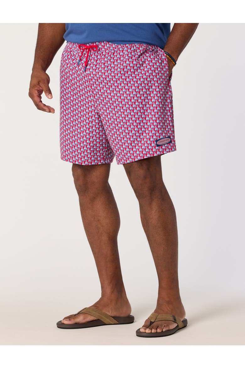 Big & Tall Printed Chappy Swim Trunks V3, Main, color, SAILING LTHOUSE RED