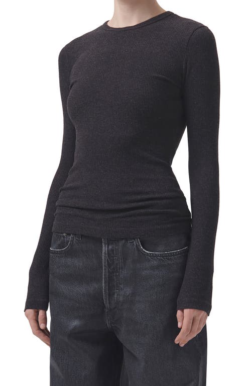 Agolde Delphi Slim Fit Ribbed T-shirt In Black