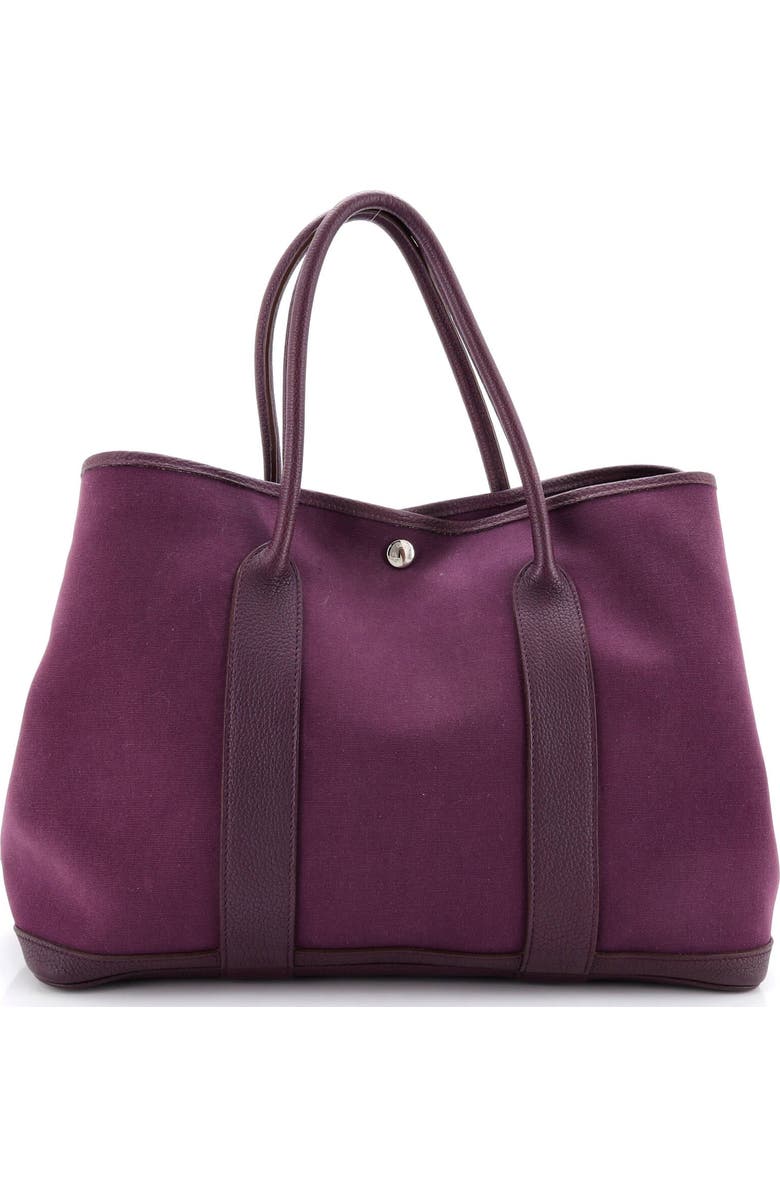Pre-Owned Hermes Garden Party Tote Toile and Leather 36, Main, color, Cassis