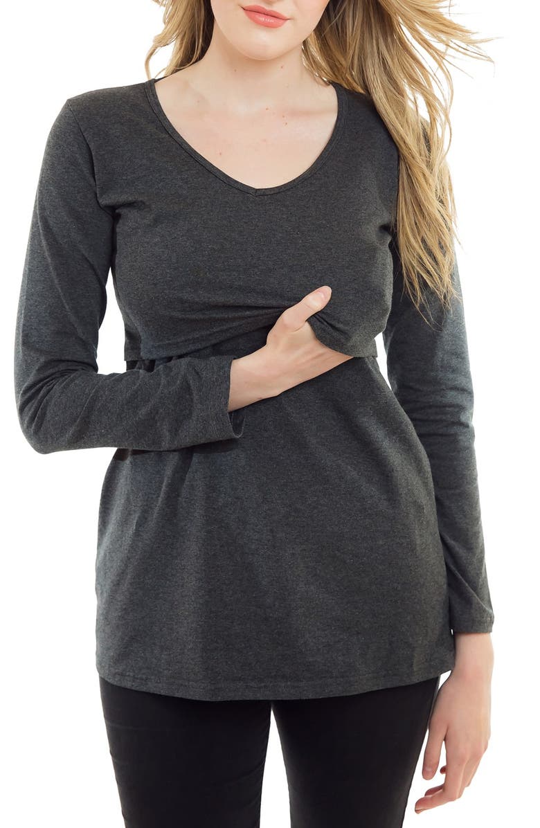 Nurture-Elle Long Sleeve Nursing Maternity Tee, Main, color,