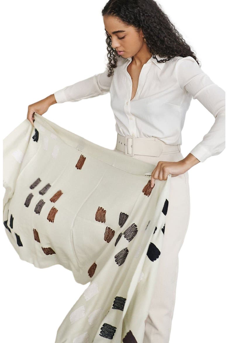 Dahlia Hand Embroidered Hand Woven Scarf, Alternate, color, Off White