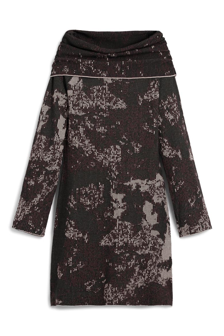 Off the Shoulder Long Sleeve Rib Dress, Alternate, color, BROWN