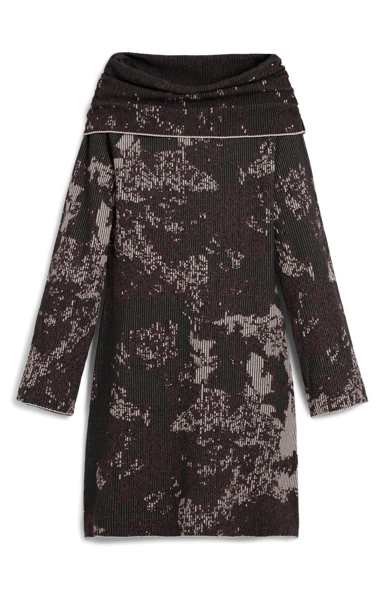 Desigual Off the Shoulder Long Sleeve Rib Dress, Alternate, color, Brown