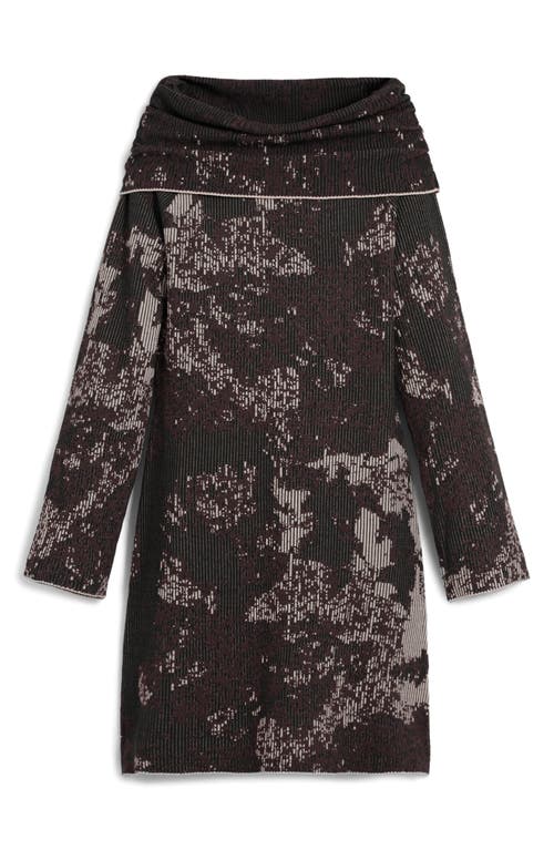 Desigual Off The Shoulder Long Sleeve Rib Dress In Brown
