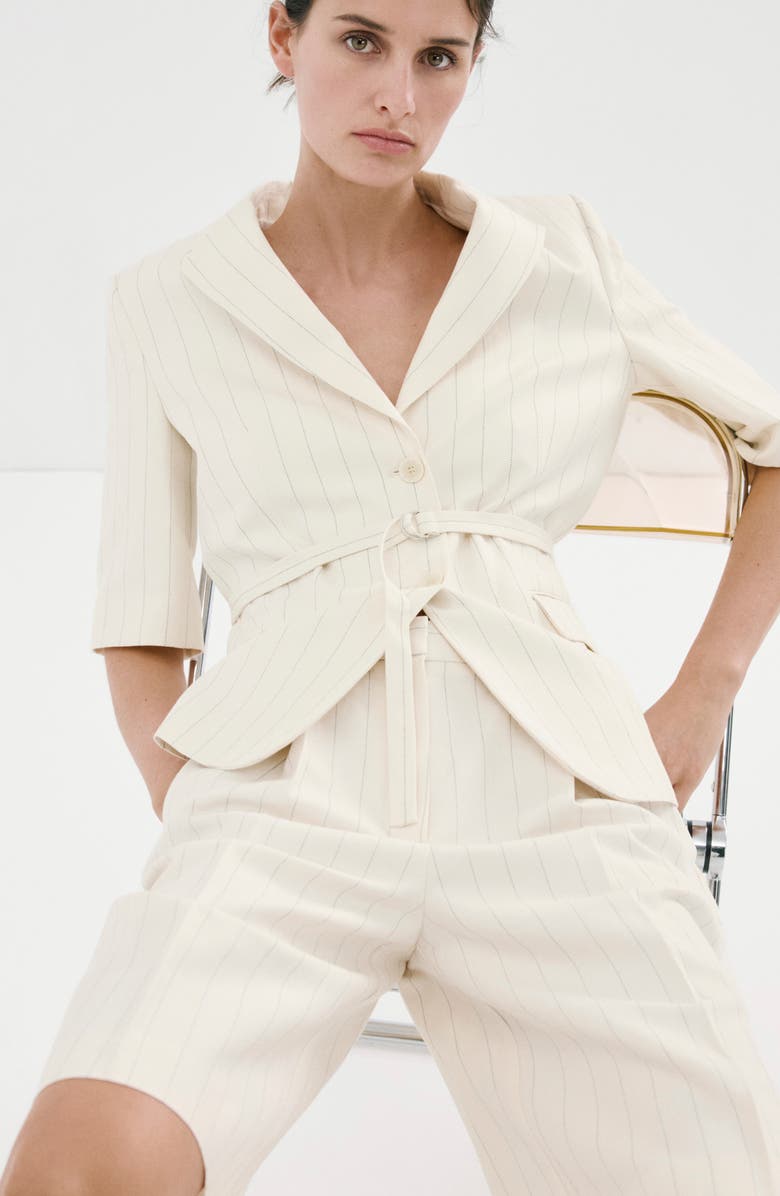 MANGO Argelia Pleated Bermuda shorts, Alternate, color, Ecru