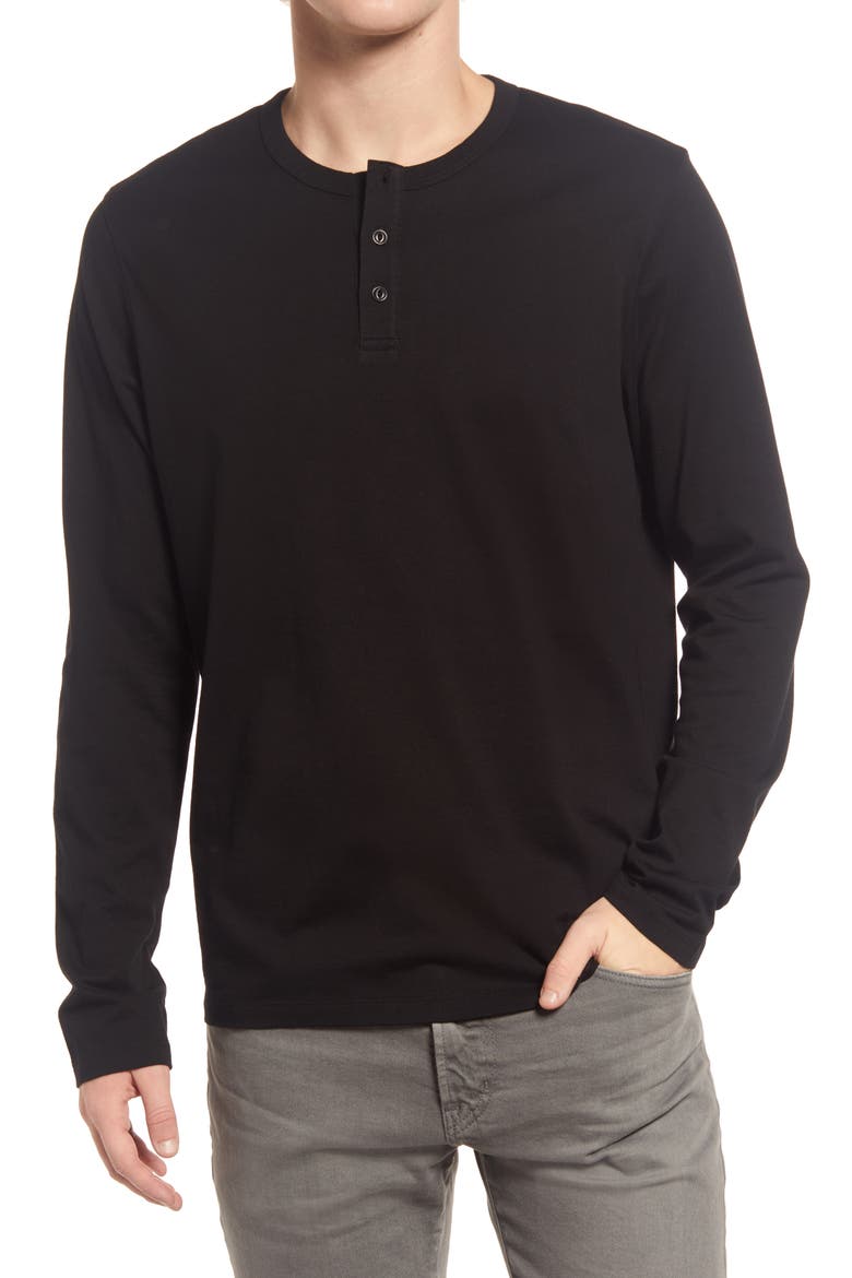 Bryce Long Sleeve Henley Shirt, Main, color, TRUE BLACK