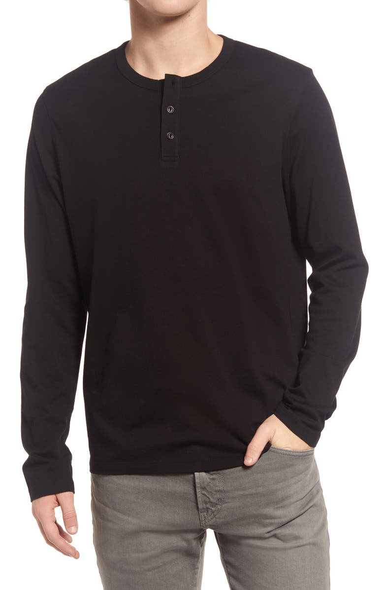 AG Bryce Long Sleeve Henley Shirt, Main, color, True Black