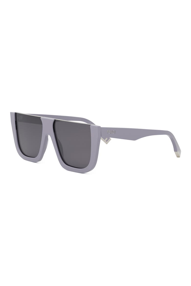 'Fendi Way Flat Top Sunglasses, Alternate, color, SHINY VIOLET / SMOKE