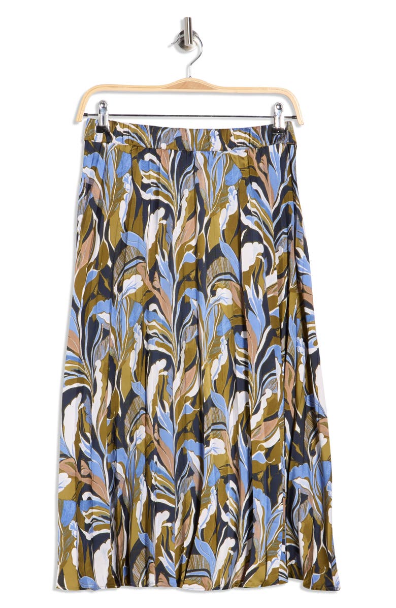 Adrianna Papell Printed Midi Skirt, Main, color, Citron Periwinkle Floral