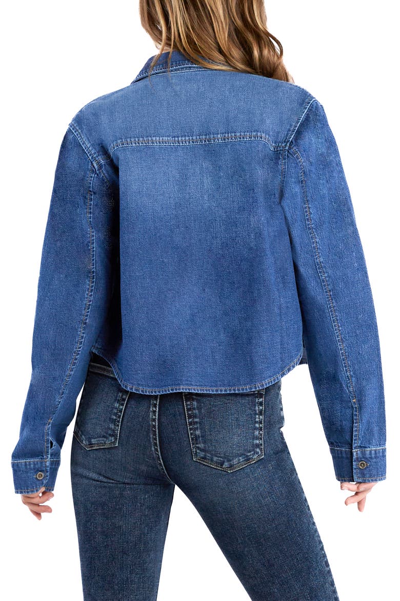 Francine Crop Stretch Denim Shirt, Alternate, color, BLISS BLUE