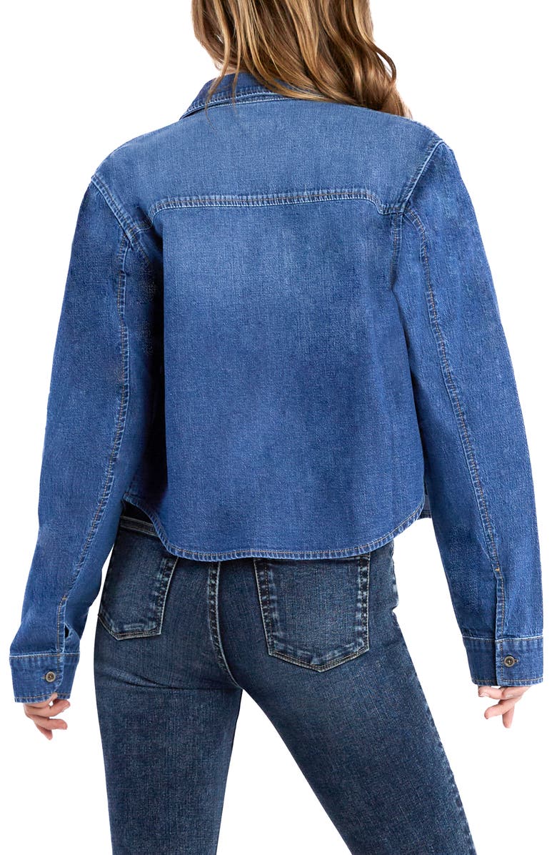 Wash Lab Denim Francine Crop Stretch Denim Shirt, Alternate, color, Bliss Blue