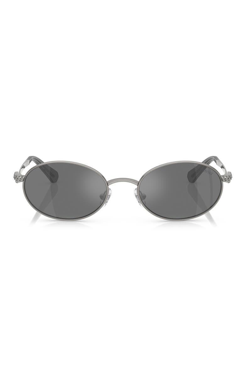 53mm Oval Sunglasses, Main, color, GUNMETAL / GREY MIRROR BLACK