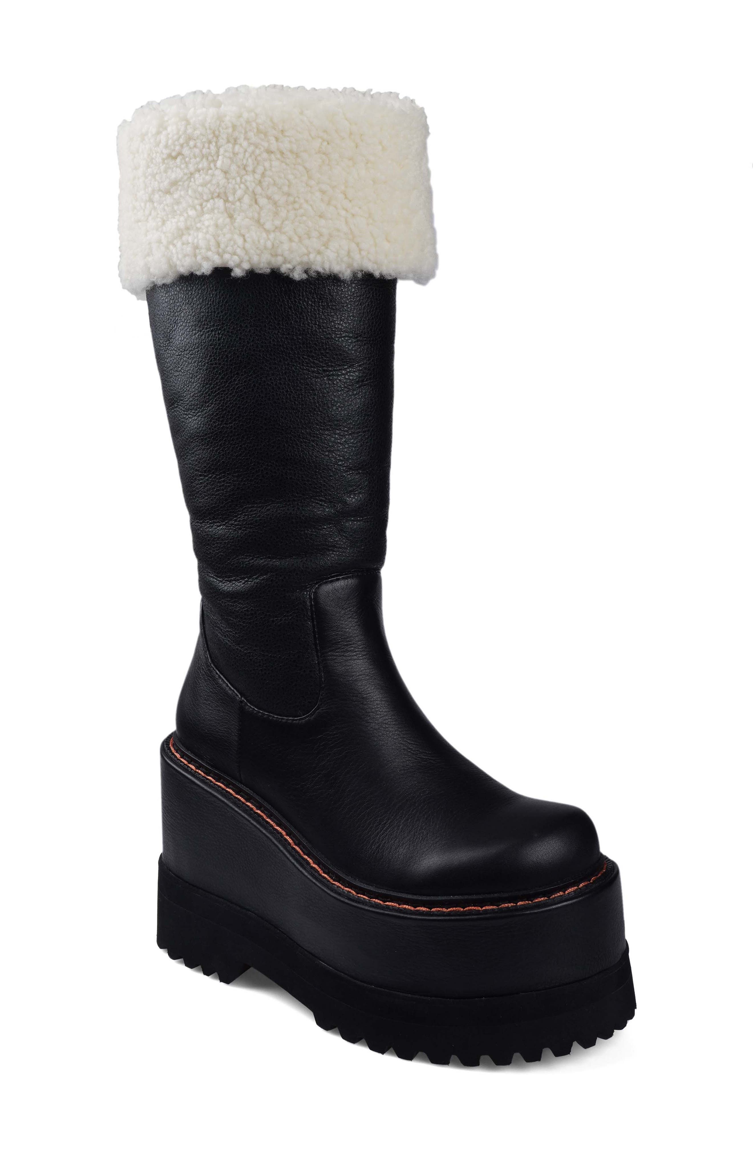 ZIGI Flor Faux Fur Trim Platform Boot, Main, color, Black
