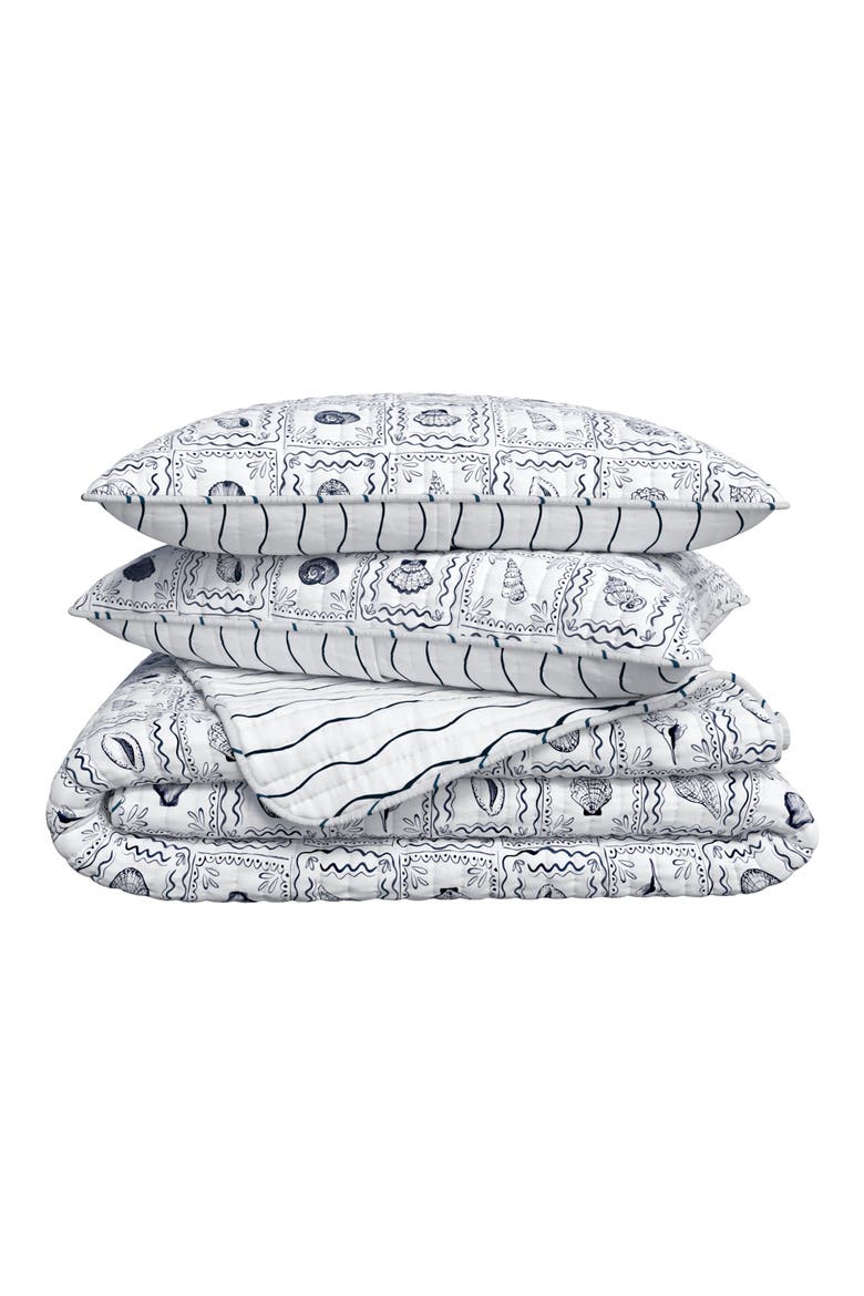 Coastal Seashell Tile Reversible Quilt Set, Main, color, SEASHELL TILE