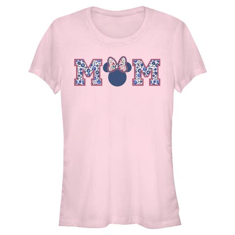 Junior's Minnie Mouse Flower Bow Icon Mom Shape  Graphic T-Shirt