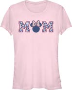 Minnie Mouse Junior's Minnie Mouse Flower Bow Icon Mom Shape Graphic T-Shirt