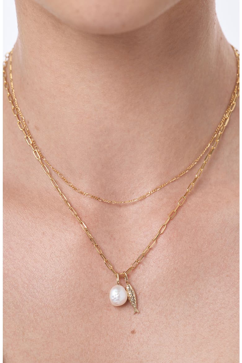 Solid Yellow Gold - Gold Fish Necklace, Alternate, color, Gold